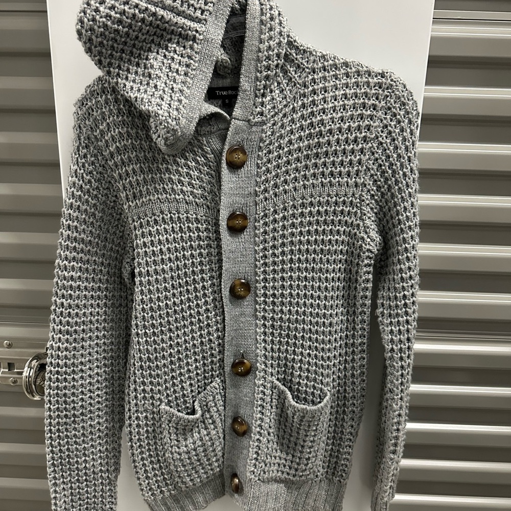 TRUE ROCK Gray Button-Up Hooded Cardigan
